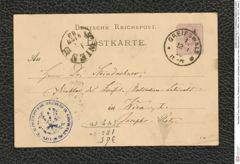 Nachlass Franz Steindachner, Postkarte von Erich Gerstäcker (junior) an Franz Steindachner (12.11.1883), Inv.Nr. 157.01, Seite 2